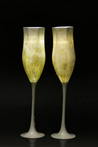 Nocturne Champagne Flutes in macro-crystalline Glaze