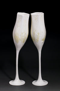 Nocturne Champagne Flutes in macro-crystalline Glaze